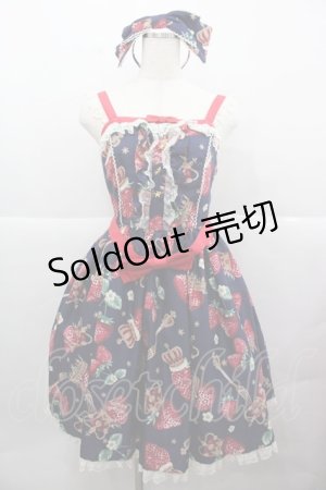 画像: Angelic Pretty / Royal Crown Berry SpecialジャンパースカートSet  ネイビー I-25-12-13-087-AP-OP-SA-ZI