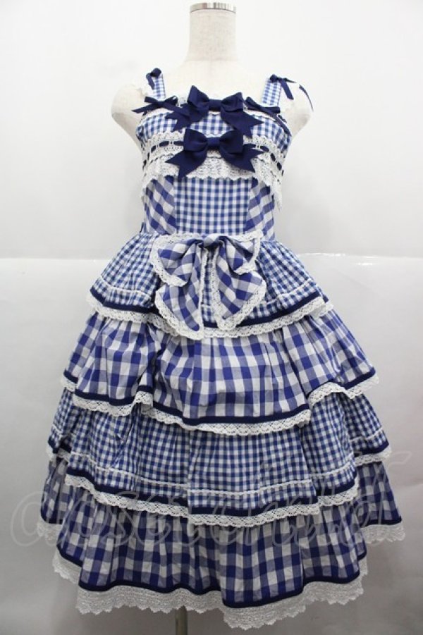 画像1: BABY,THE STARS SHINE BRIGHT / Milky Gingham Dollジャンパースカート  青チェック I-25-12-13-089-BA-OP-SA-ZI (1)