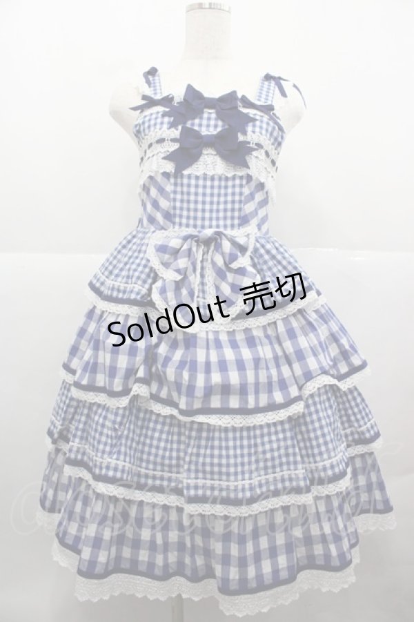 画像1: BABY,THE STARS SHINE BRIGHT / Milky Gingham Dollジャンパースカート  青チェック I-25-12-13-089-BA-OP-SA-ZI (1)