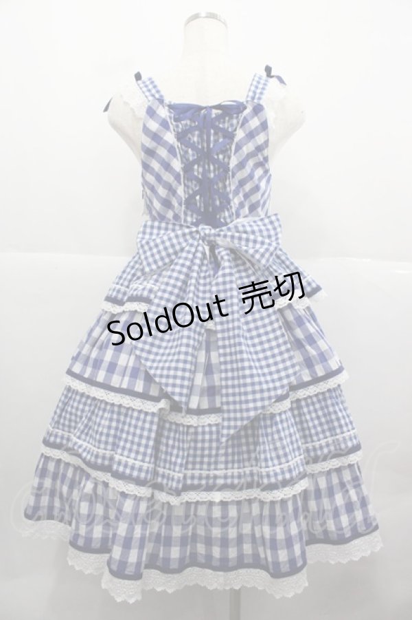 画像2: BABY,THE STARS SHINE BRIGHT / Milky Gingham Dollジャンパースカート  青チェック I-25-12-13-089-BA-OP-SA-ZI (2)