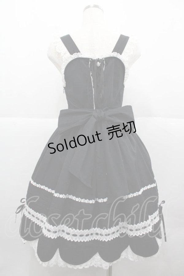 画像2: BABY,THE STARS SHINE BRIGHT / リボンスカラップジャンパースカート  黒Ｘ白 I-25-12-13-091-BA-OP-SA-ZI (2)