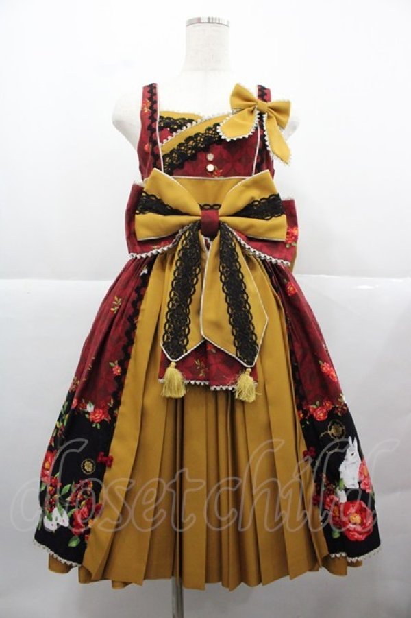 画像1: metamorphose / 風花のゆきうさぎプリーツジャンパースカート 1 赤 I-25-12-13-094-ME-OP-SA-ZI (1)