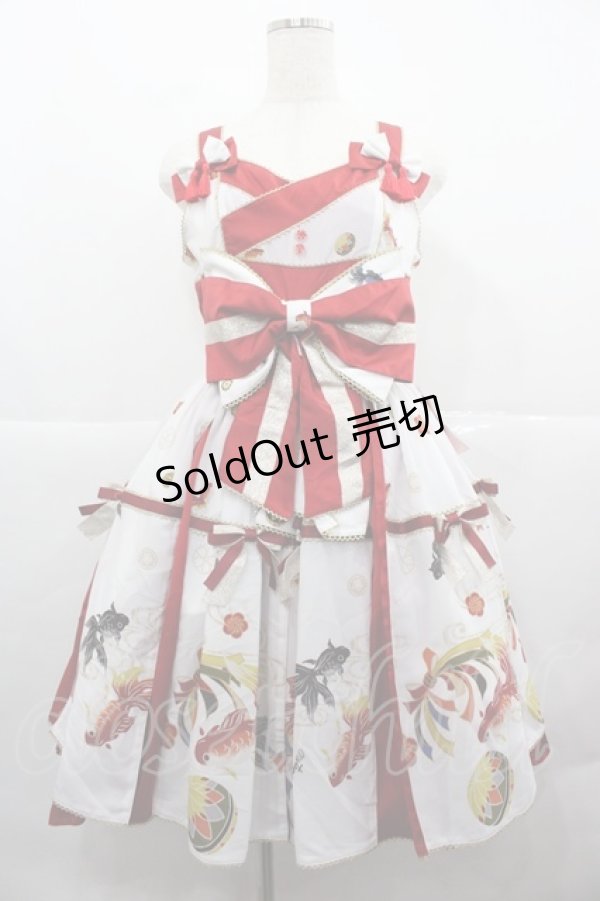 画像1: metamorphose / 乙女の白昼夢タックジャンパースカート  白 I-25-12-13-096-ME-OP-SA-ZI (1)