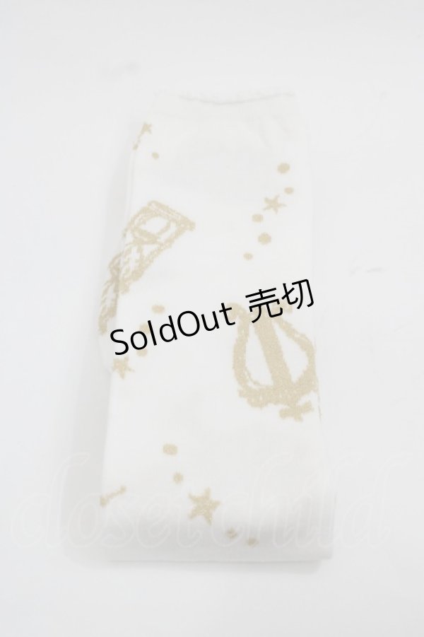 画像1: BABY,THE STARS SHINE BRIGHT / 天体のHarmonia 天使の如く歌う星界の旋律 柄オーバーニーソックス  白Ｘゴールド I-25-12-13-010-BA-ZA-SA-ZI (1)