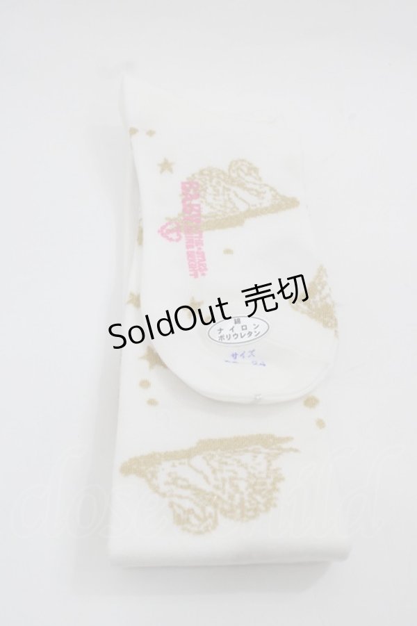 画像2: BABY,THE STARS SHINE BRIGHT / 天体のHarmonia 天使の如く歌う星界の旋律 柄オーバーニーソックス  白Ｘゴールド I-25-12-13-010-BA-ZA-SA-ZI (2)