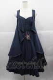 画像1: Lingxi(海外ロリータブランド) / フロント刺繍ケープジャンパースカート S ネイビー I-25-12-13-102-LO-OP-SA-ZI (1)