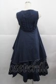 画像2: Lingxi(海外ロリータブランド) / フロント刺繍ケープジャンパースカート S ネイビー I-25-12-13-102-LO-OP-SA-ZI (2)