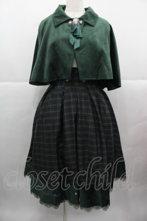 画像: ZeeYe Studio(海外ロリータブランド) / タータンチェックナポレオンジャンパースカート&ケープセット  グリーン I-25-12-13-105-LO-OP-SA-ZI