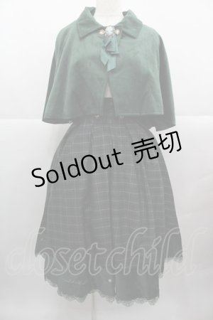 画像: ZeeYe Studio(海外ロリータブランド) / タータンチェックナポレオンジャンパースカート&ケープセット  グリーン I-25-12-13-105-LO-OP-SA-ZI