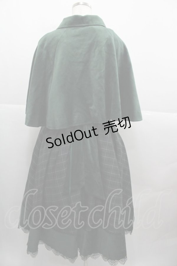 画像2: ZeeYe Studio(海外ロリータブランド) / タータンチェックナポレオンジャンパースカート&ケープセット  グリーン I-25-12-13-105-LO-OP-SA-ZI (2)