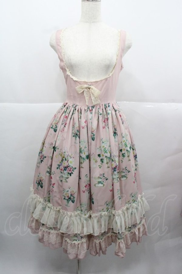 画像1: MISS POINT（海外ロリータブランド） / フラワー花瓶柄ジャンパースカート S ピンク I-25-12-13-106-LO-OP-SA-ZI (1)