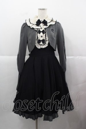 画像: 仲夏物語 / ストライプボレロ重ね風ワンピース M 黒Ｘグレー I-25-12-13-107-EL-OP-SA-ZI