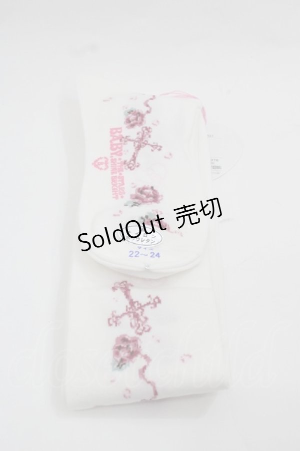 画像2: BABY,THE STARS SHINE BRIGHT / Juno’s Bouquet 乙女の誓い 柄オーバーニーソックス  白 I-25-12-13-011-BA-ZA-SA-ZI (2)