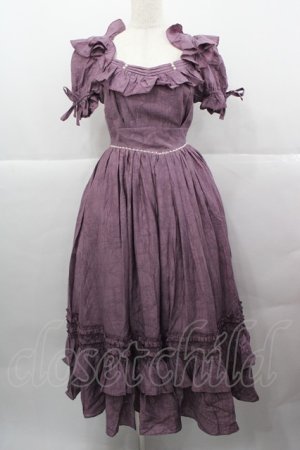 画像: BITTERSWEET(海外ロリータブランド) / ウエストパール半袖ワンピース S パープルＸ白 I-25-12-13-109-LO-OP-SA-ZI