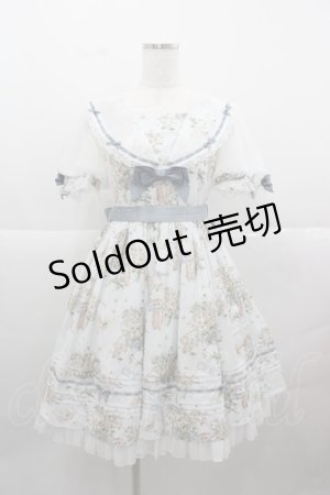 画像: Cel(海外ロリータブランド) / こねこ&ブーケ総柄半袖ワンピース M サックス I-25-12-13-112-LO-OP-SA-ZI