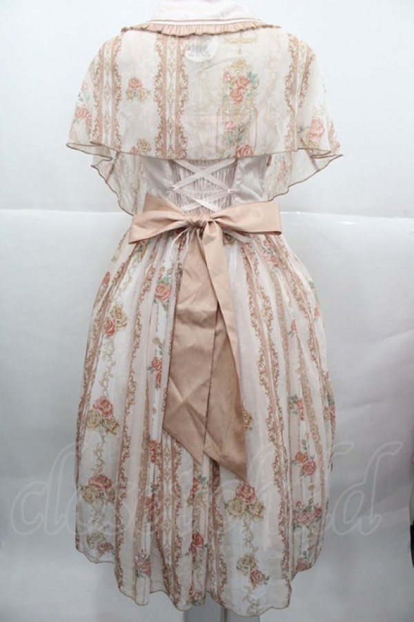 画像2: 小熊星球(海外ロリータブランド) / 薔薇縦柄ジャンパースカート&ケープセット M ピンク I-25-12-13-115-LO-OP-SA-ZI (2)