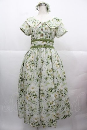 画像: Forest Wardrobe 森林衣樹(海外ロリータブランド) / フラワーブーケ総柄半袖ワンピース&リボンカチューシャセット M グリーン I-25-12-13-117-LO-OP-SA-ZI