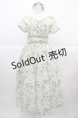 画像: Forest Wardrobe 森林衣樹(海外ロリータブランド) / フラワーブーケ総柄半袖ワンピース&リボンカチューシャセット M グリーン I-25-12-13-117-LO-OP-SA-ZI