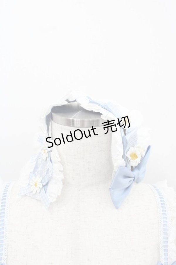 画像2: MOONRIVER(海外ロリータブランド) / リボン格子ローズ柄ワンピースセット M アイボリーＸ青Ｘパープル I-25-12-13-118-LO-OP-SA-ZI (2)