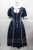 画像1: Bittersweet（海外ロリータブランド） / リボン半袖ワンピース S ネイビーＸ白 I-25-12-13-119-LO-OP-SA-ZI (1)