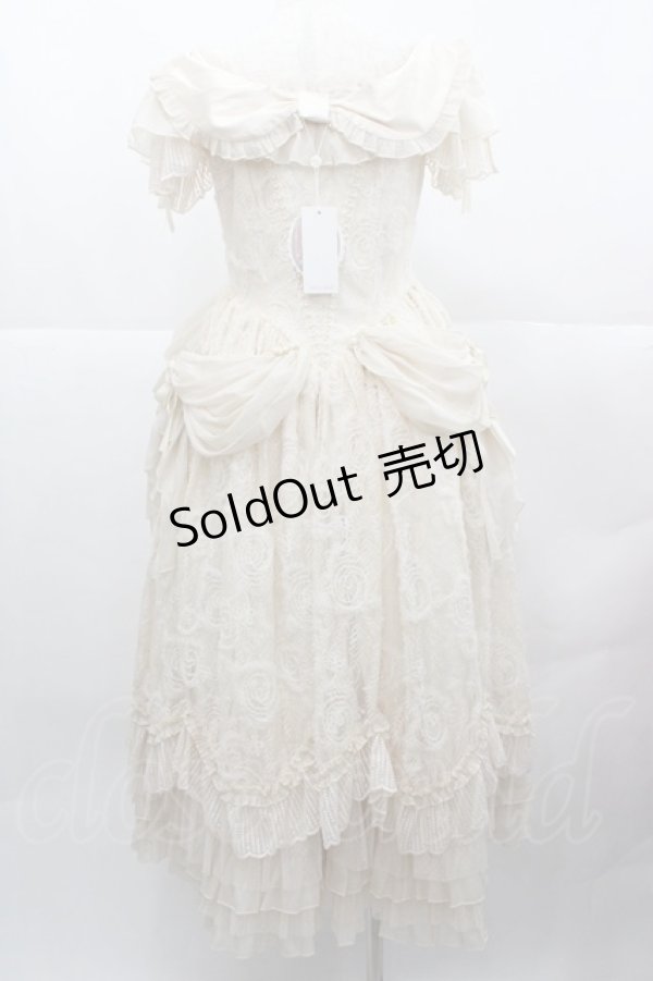 画像2: Alice Girl（海外ロリータブランド） / 薔薇リボン刺繍レース半袖ワンピースセット S 生成り I-25-12-13-120-LO-TO-SA-ZI (2)