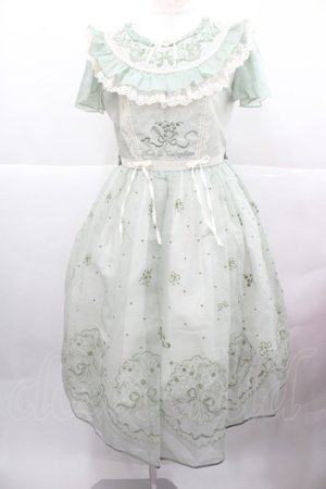 画像: 仲夏物語 / 鈴蘭リボン刺繍半袖ワンピース S グリーン I-25-12-13-121-EL-OP-SA-ZI