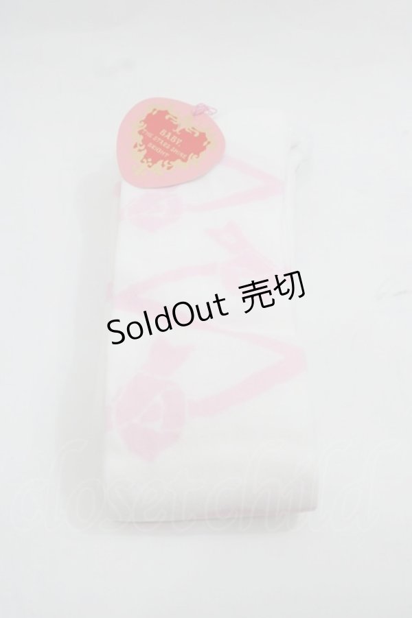 画像1: BABY,THE STARS SHINE BRIGHT / レースアップリボンタイツ  白Ｘピンク I-25-12-13-017-BA-ZA-SA-ZI (1)