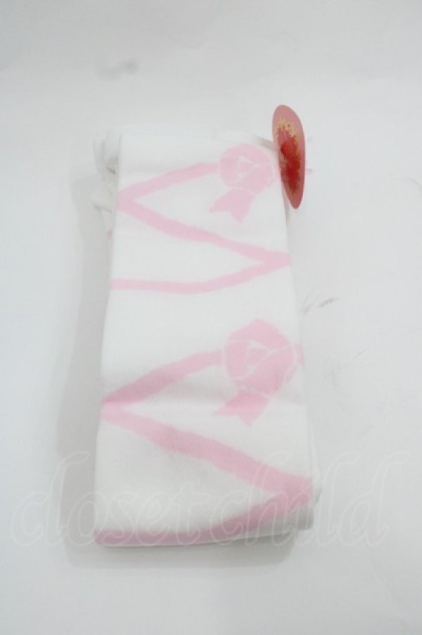 画像2: BABY,THE STARS SHINE BRIGHT / レースアップリボンタイツ  白Ｘピンク I-25-12-13-017-BA-ZA-SA-ZI (2)