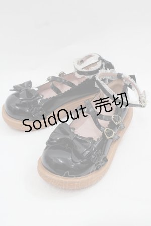 画像: 海外ロリータブランド / 鈴ねこリボンシューズ  黒 I-25-12-13-002-LO-SH-SA-ZI