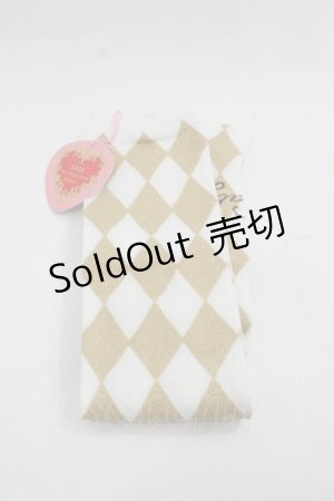 画像: BABY,THE STARS SHINE BRIGHT / BABYダイヤ柄ラメオーバーニーソックス  白Ｘゴールド I-25-12-13-019-BA-AC-SA-ZI