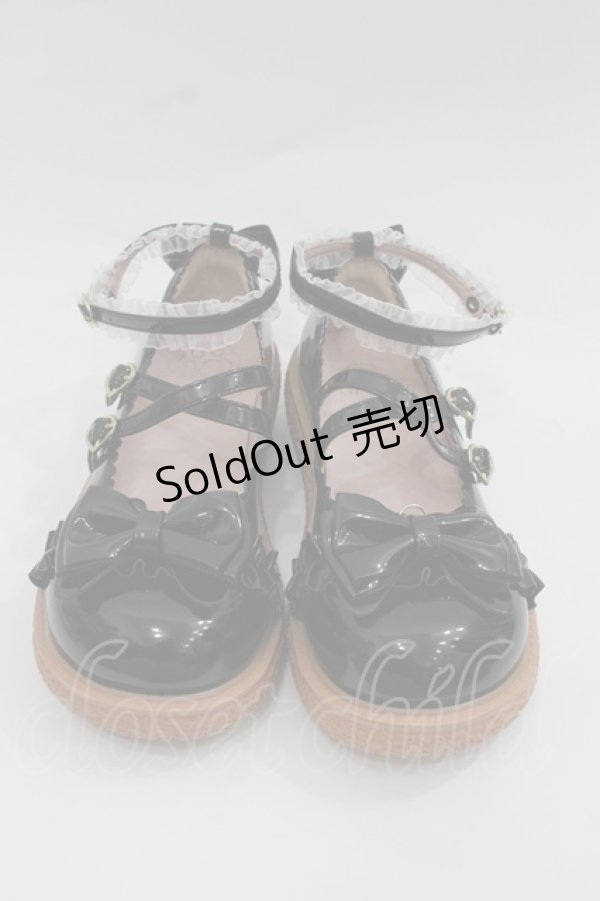 画像2: 海外ロリータブランド / 鈴ねこリボンシューズ  黒 I-25-12-13-002-LO-SH-SA-ZI (2)