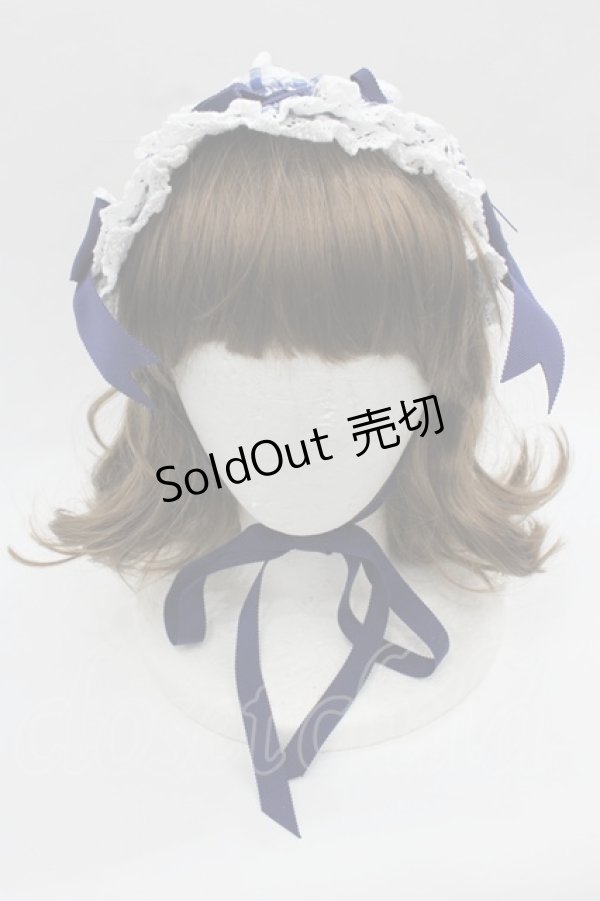 画像2: BABY,THE STARS SHINE BRIGHT / Milky Gingham Dollヘッドドレス  青チェック I-25-12-13-027-BA-AC-SA-ZI (2)