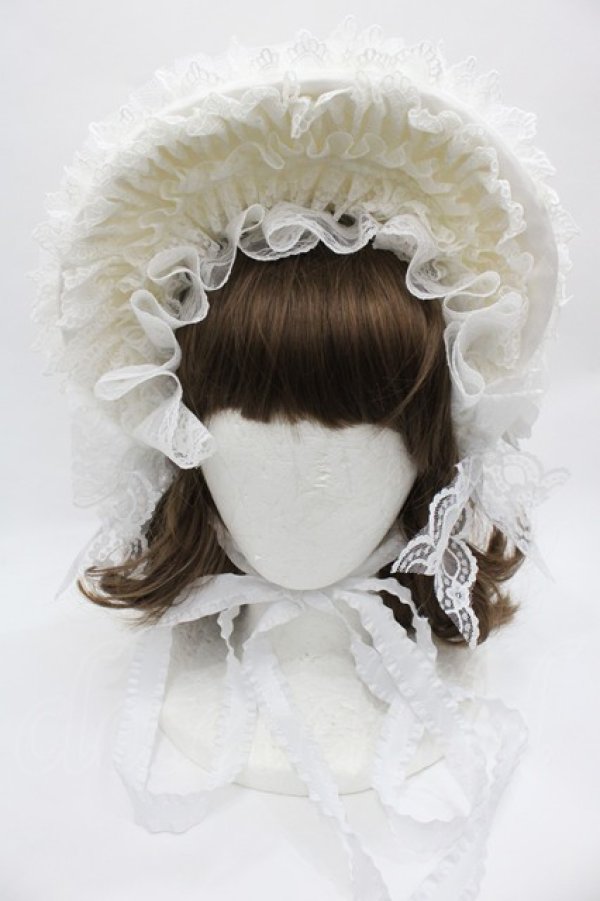 画像2: Triple fortune / ハーフボンネット  白 I-25-12-13-028-EL-AC-SA-ZI (2)