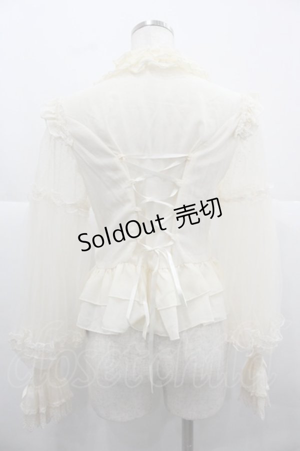 画像2: Red Maria / 袖ドットチュールハイネックブラウス M 生成り I-25-12-13-033-EL-BL-SA-ZI (2)