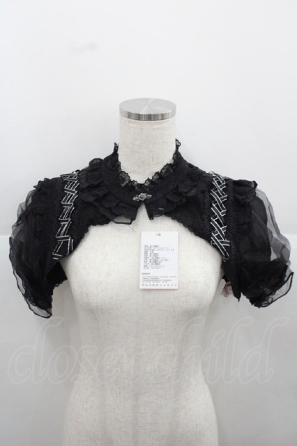 画像1: Honey Machine（海外ロリータブランド） / レース&チュール半袖ボレロ S 黒 I-25-12-13-041-LO-JA-SA-ZI (1)