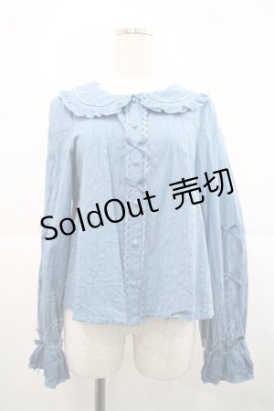 画像: Alice Girl / ストライプ地リボン長袖ブラウス  青 I-25-12-18-001-EL-BL-SA-ZI