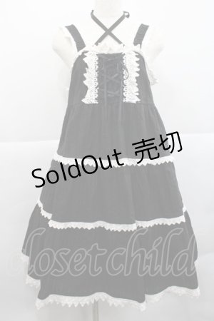 画像: BABY,THE STARS SHINE BRIGHT / からみ3段ティアードジャンパースカート  黒Ｘ白 I-25-12-18-047-BA-OP-SA-ZI