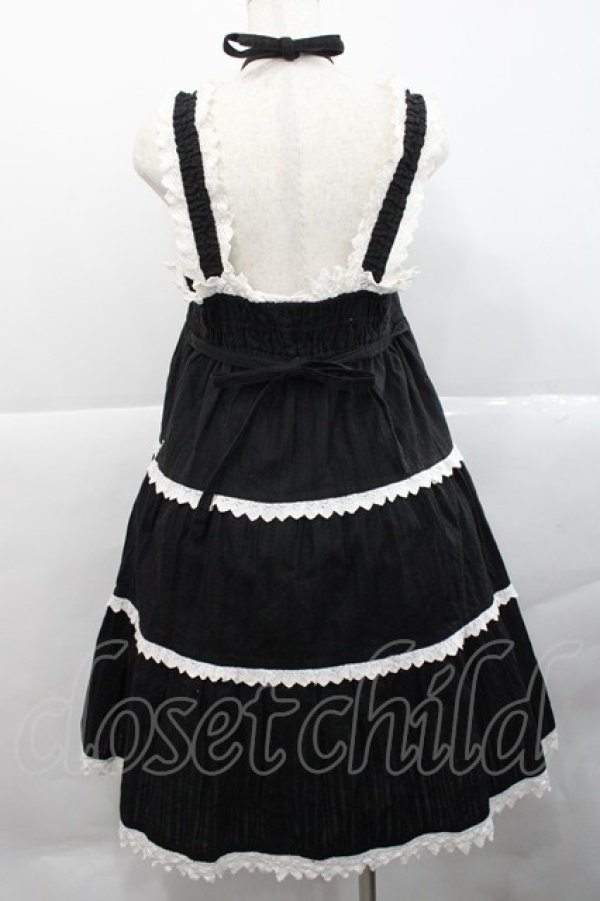 画像2: BABY,THE STARS SHINE BRIGHT / からみ3段ティアードジャンパースカート  黒Ｘ白 I-25-12-18-047-BA-OP-SA-ZI (2)