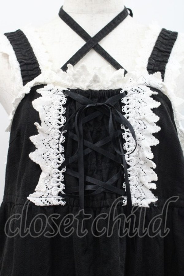 画像3: BABY,THE STARS SHINE BRIGHT / からみ3段ティアードジャンパースカート  黒Ｘ白 I-25-12-18-047-BA-OP-SA-ZI (3)