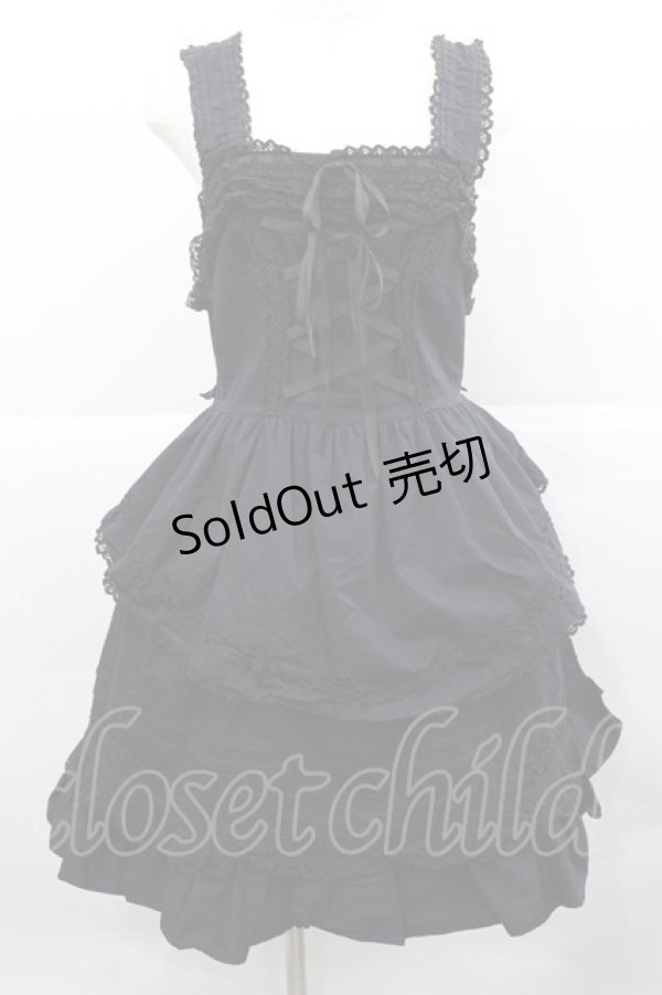 画像1: BABY,THE STARS SHINE BRIGHT / 2段フリルジャンパースカート  黒 I-25-12-18-048-BA-OP-SA-ZI (1)