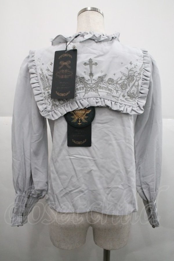 画像2: Chris house lolita(海外ロリータブランド) / フリル襟ピンタックセーラー襟長袖ブラウス  グレー I-25-12-18-006-LO-BL-SA-ZI (2)