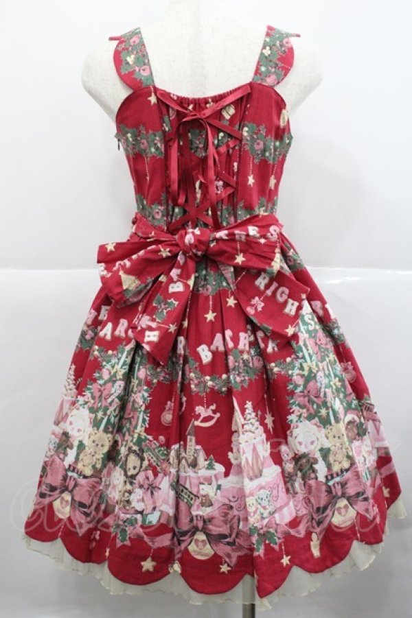 画像2: BABY,THE STARS SHINE BRIGHT / くみゃちゃんたちのChristmas Holly Nightスカラップジャンパースカート  エンジ I-25-12-18-050-BA-OP-SA-ZI (2)