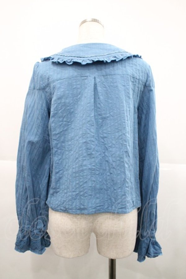 画像2: Alice Girl / ストライプ地リボン長袖ブラウス  青 I-25-12-18-001-EL-BL-SA-ZI (2)