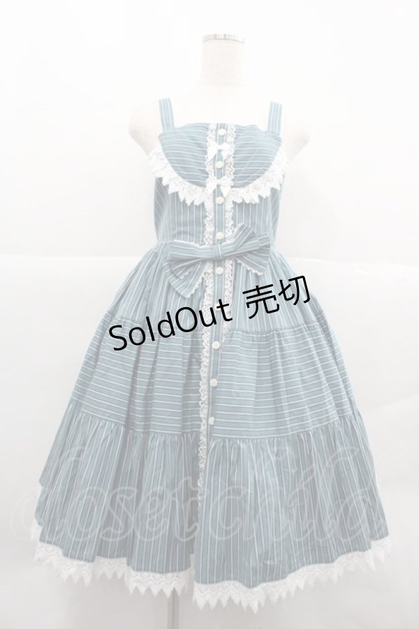 画像1: ALICE and the PIRATES / ドビーストライプティアードジャンパースカート  グリーン I-25-12-18-065-PA-OP-SA-ZI (1)