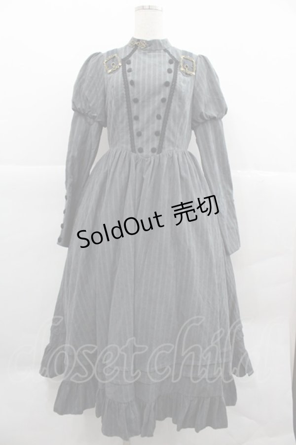 画像1: With Puji / 肩ベルトストライプハイネックワンピース M グレー I-25-12-18-070-EL-OP-SA-ZI (1)