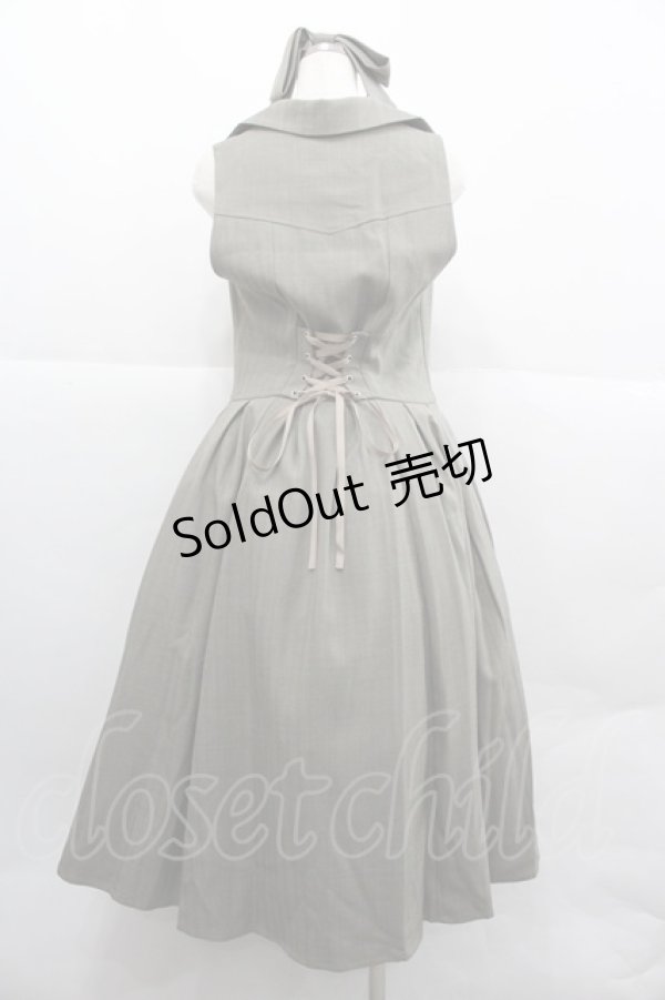 画像2: Forest Wardrobe 森林衣樹(海外ロリータブランド) / ストライプ地ジャンパースカート&リボンカチューシャセット  グレー I-25-12-18-071-LO-OP-SA-ZI (2)