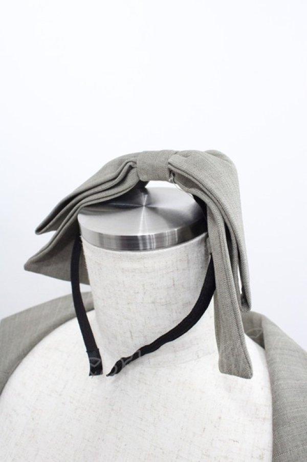 画像3: Forest Wardrobe 森林衣樹(海外ロリータブランド) / ストライプ地ジャンパースカート&リボンカチューシャセット  グレー I-25-12-18-071-LO-OP-SA-ZI (3)