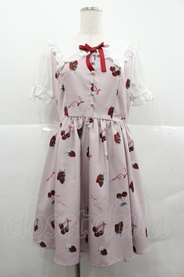 画像1: Ank Rouge / いちご柄ワンピース  ピンクＸ白 I-25-12-18-074-CA-OP-SA-ZI (1)