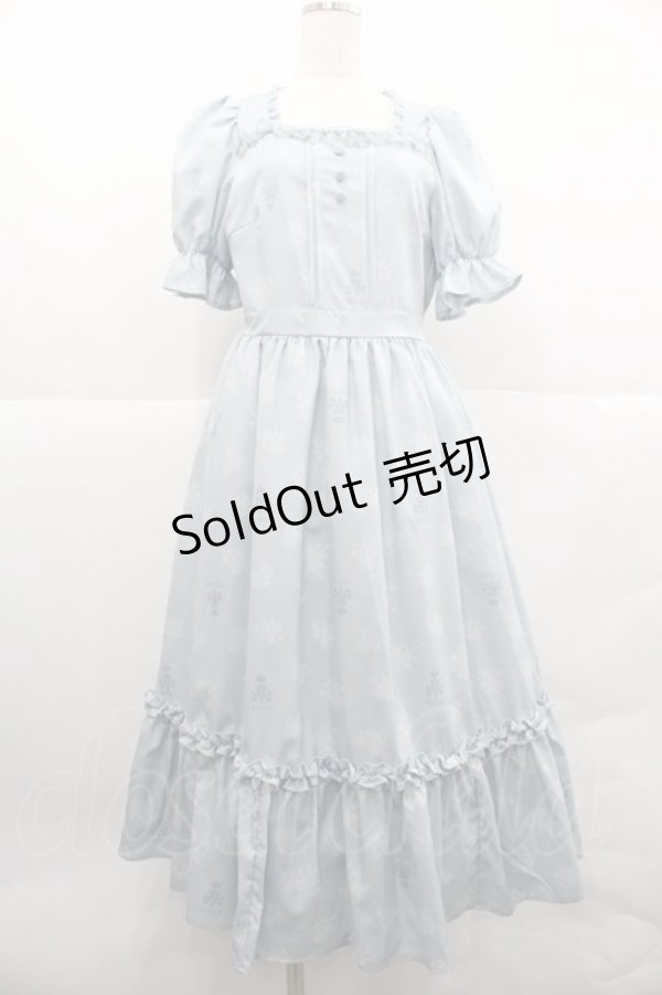 画像1: m petit by misako / NINA'S 花柄スクエアネックワンピース M サックス I-25-12-18-077-LO-OP-SA-ZI (1)