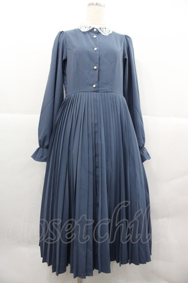 画像1: m petit by misako / AM*レースエリプリーツワンピース M ブルー I-25-12-18-079-LO-OP-SA-ZI (1)